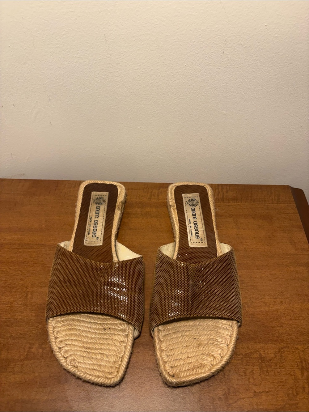 André Assous Brown Slide Sandals for Women Size 6